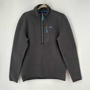 Patagonia Retro High Deep Pile Fleece Pullover 1/2 Zip Gray Medium